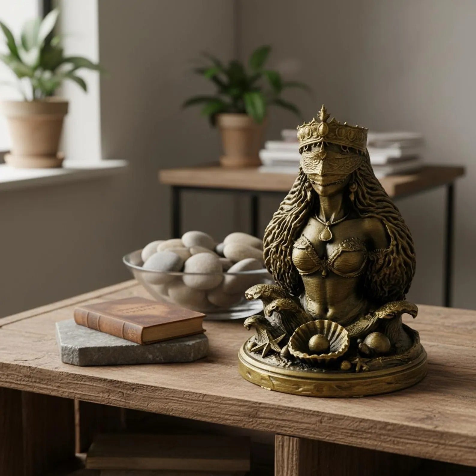 Yemaya Statue for Protection & Serenity | Yemanja Sea Goddess Sculpture | Hand Painted - Omikele